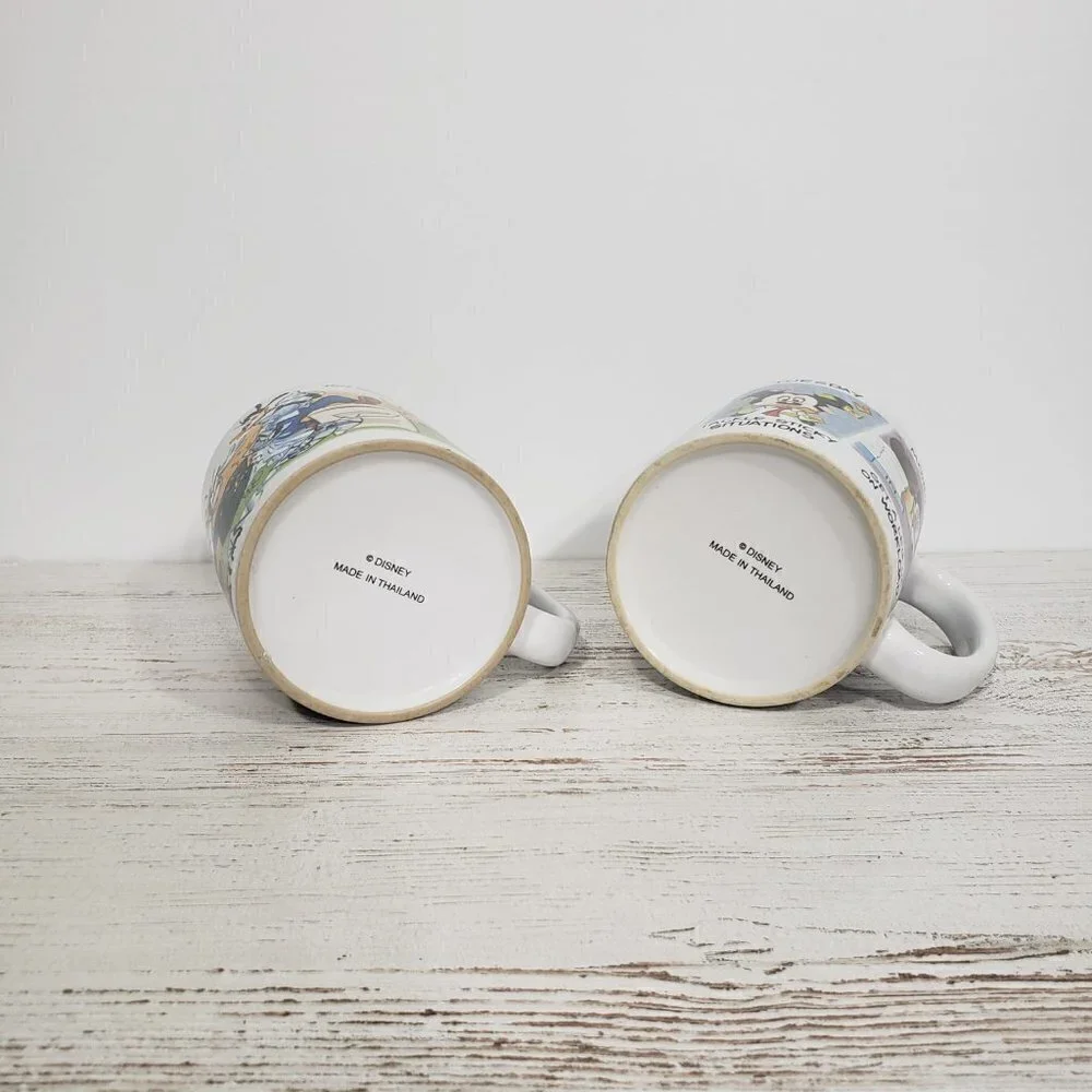 Pair of Disney Oversized Coffee Mugs  Mickey & Goofy in the Workplace / Office